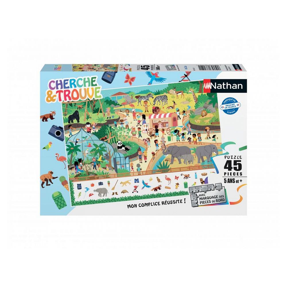 Nathan puzzle cherche et trouve 45 pieces au zoo