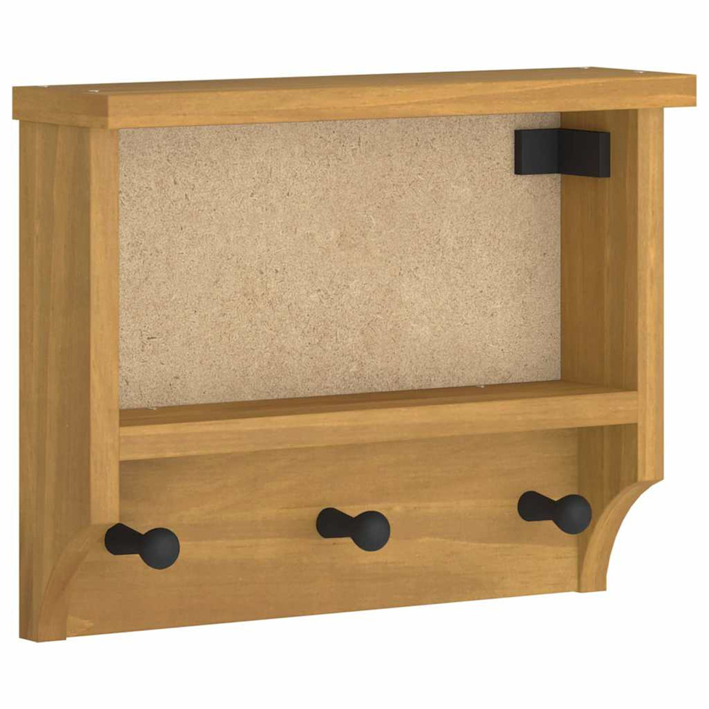 Porte-manteau mural sandnes 45x12x35 cm bois massif pin