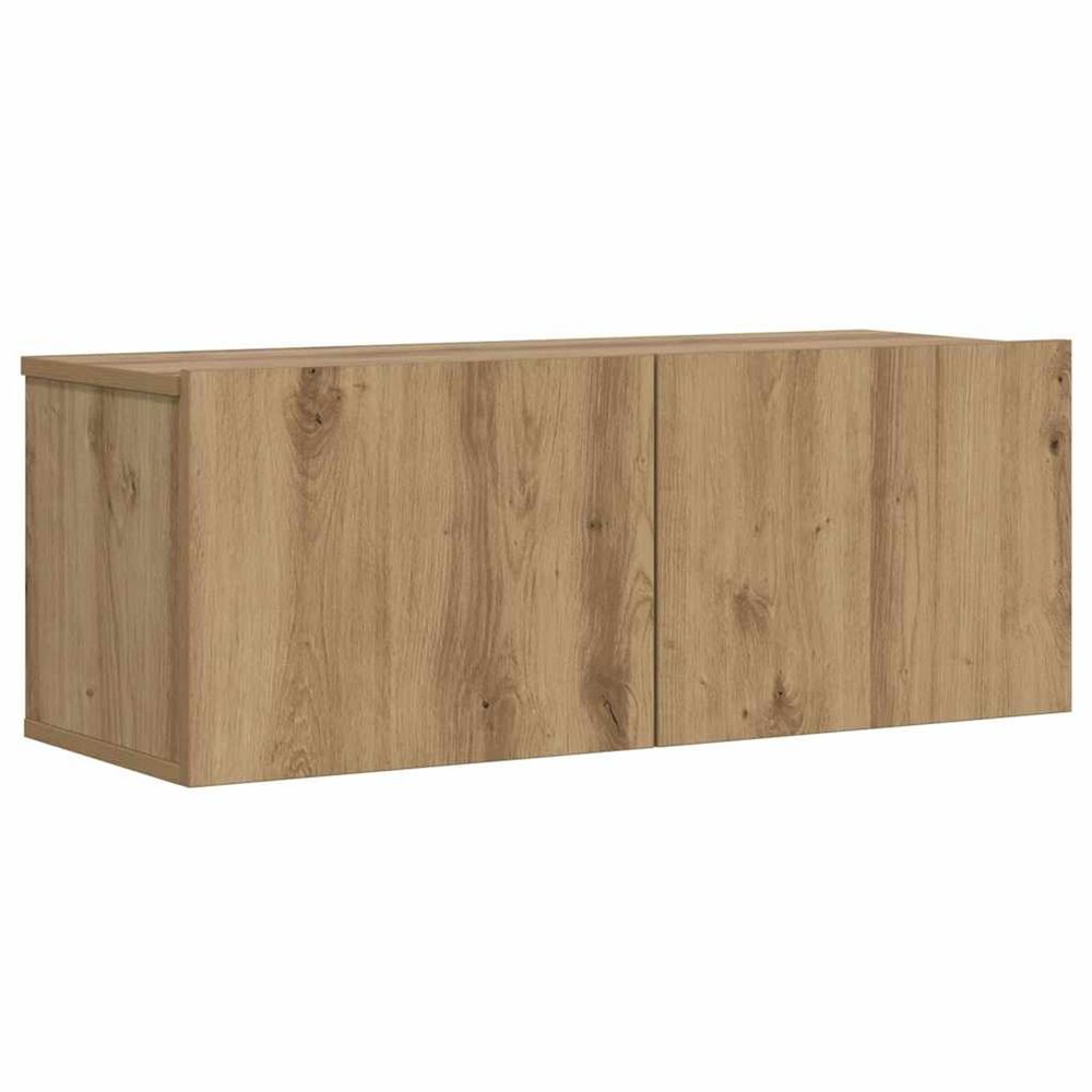 Meuble tv mural chêne artisanal 80x30x30 cm bois d'ingénierie