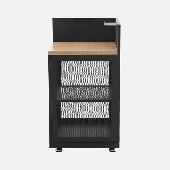 Module d'angle de cuisine extérieure acier et décor bois 1 étagère l60cm - milos