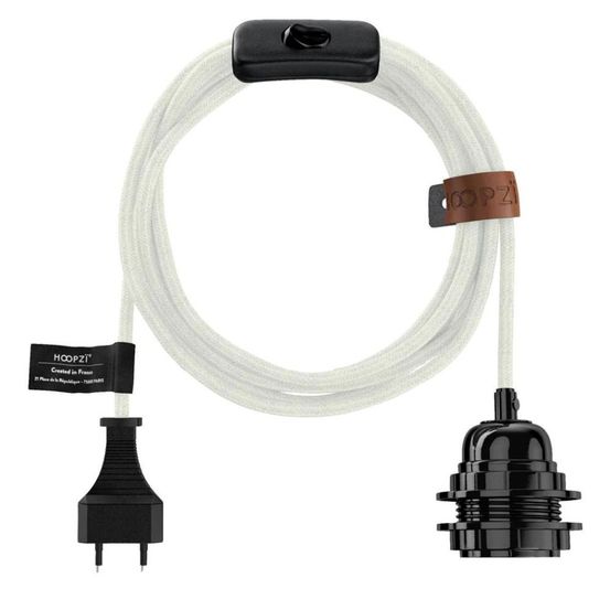 Luminaire corde bala fil électrique - lin blanc