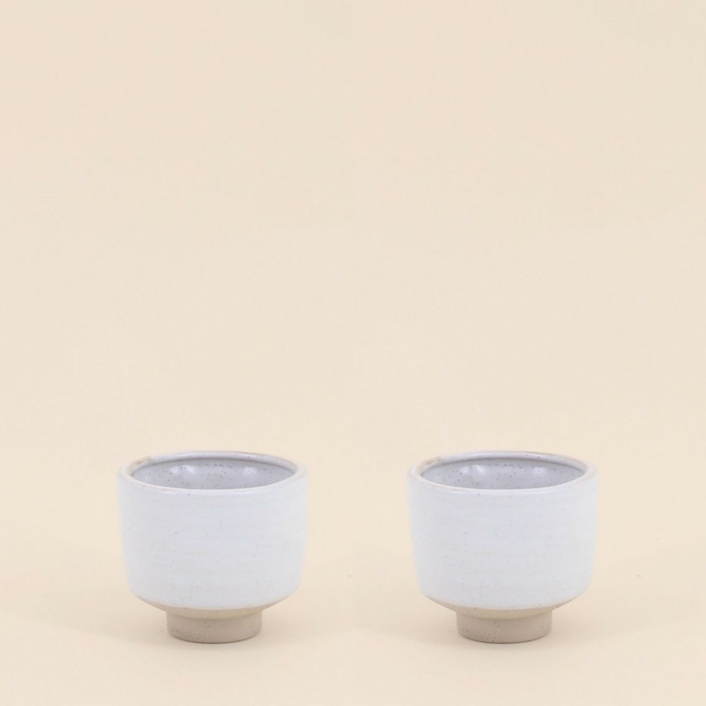 Lot de 2 photophores en céramique beige 8,5x7,7cm