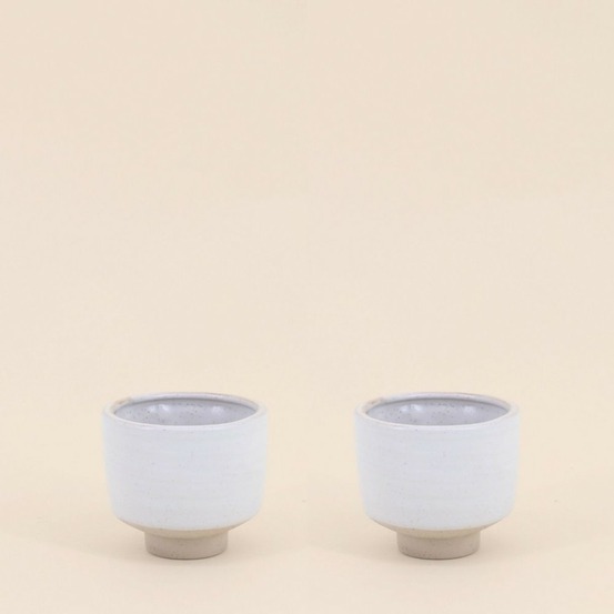 Lot de 2 photophores en céramique beige 8,5x7,7cm