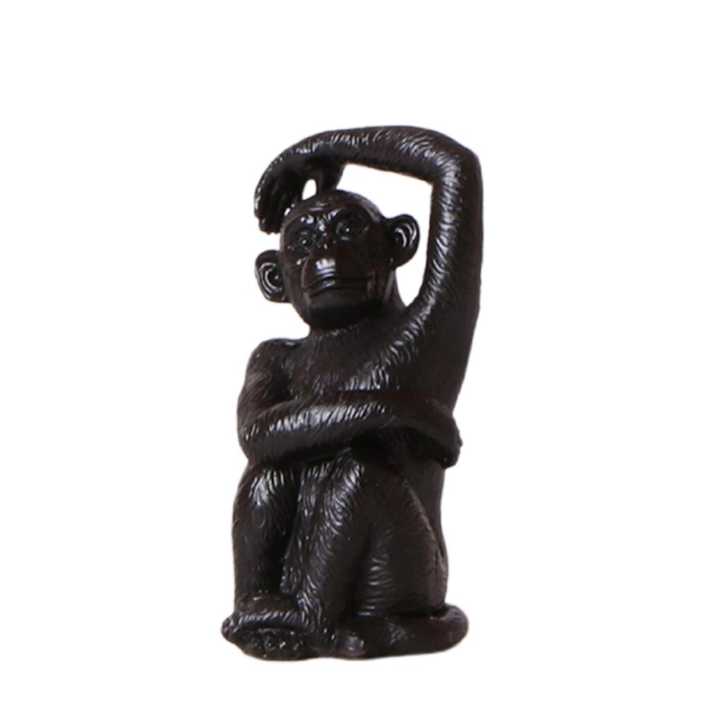 Sculpture décorative singe assis - noir