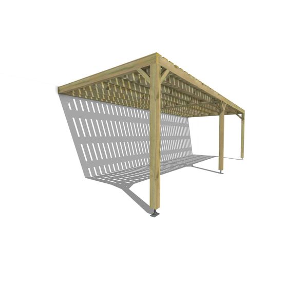 Pergola bois • 8m x 3m • adossée • sens largeur • platelage bois • livraison comprise