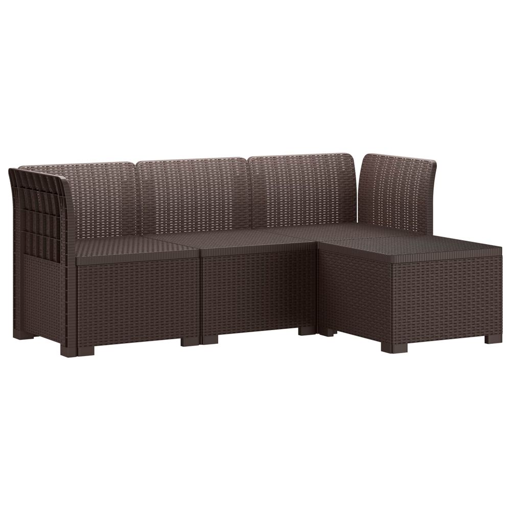 Canapé de jardin 4 places style rotin pp marron