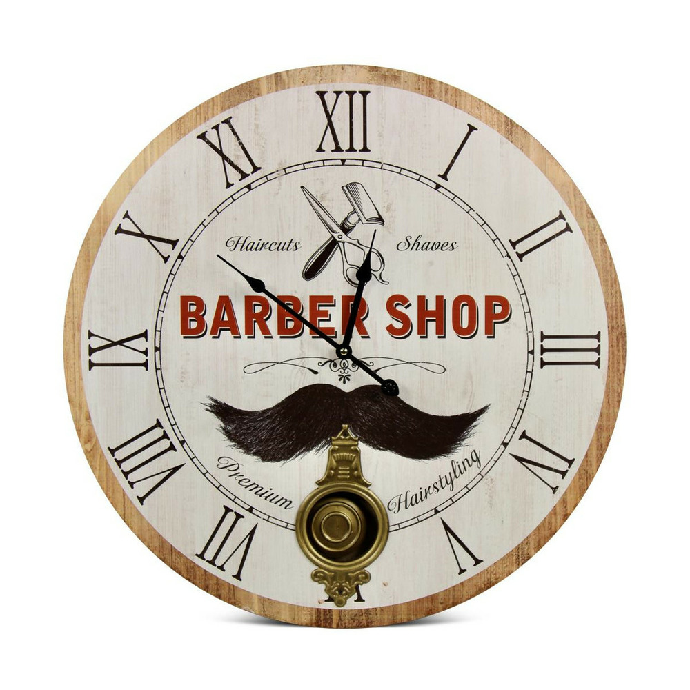 Horloge ancienne balancier barber shop bois blanc - décoration d'autrefois
