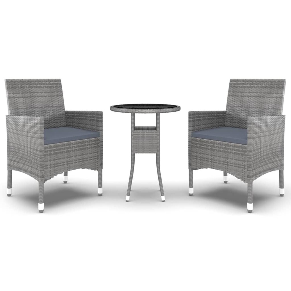 Ensemble à manger de jardin 3 pcs résine tressée gris