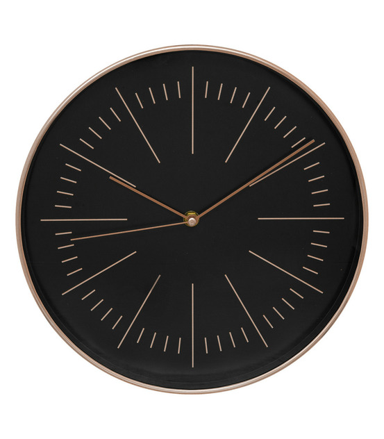 Pendule murale moderne bicolore noir et cuivre d 30 cm