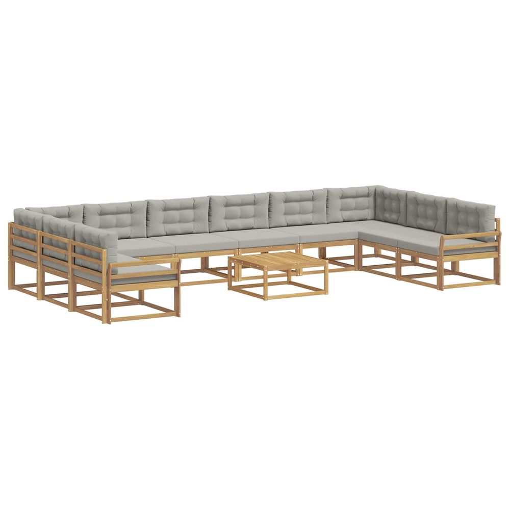 Ensemble de canapés d'extérieur 11 pc blanc et gris clair