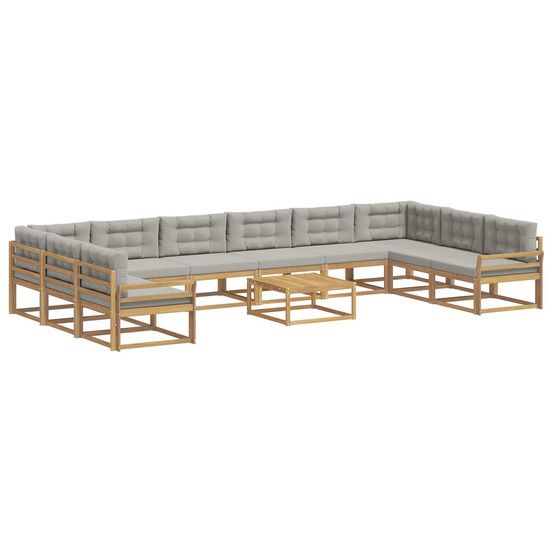 Ensemble de canapés d'extérieur 11 pc blanc et gris clair