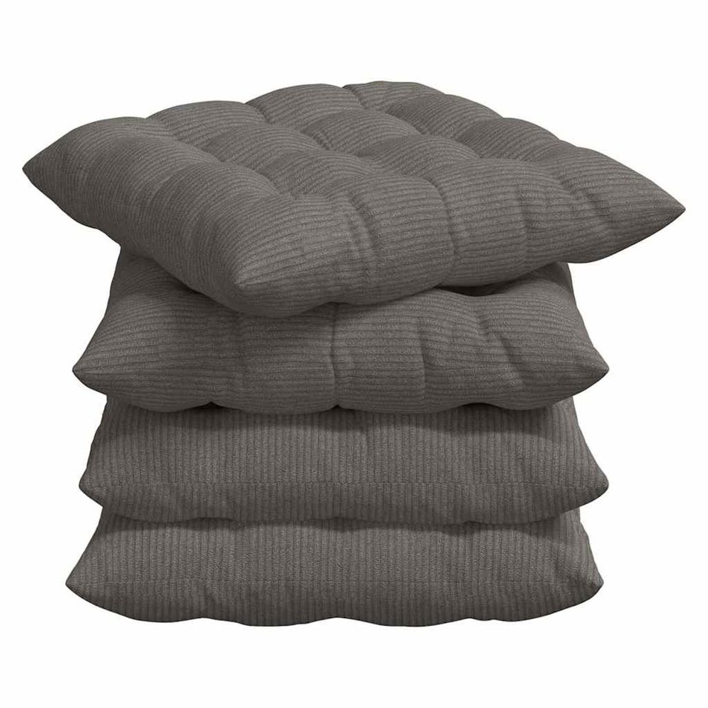Coussins de siège 4 pc tissu en velours côtelé gris clair