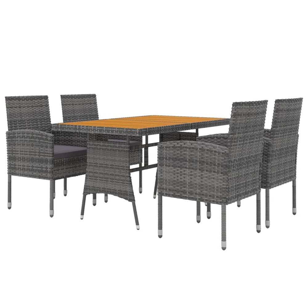 Mobilier à dîner d'extérieur 5 pièces résine tressée gris
