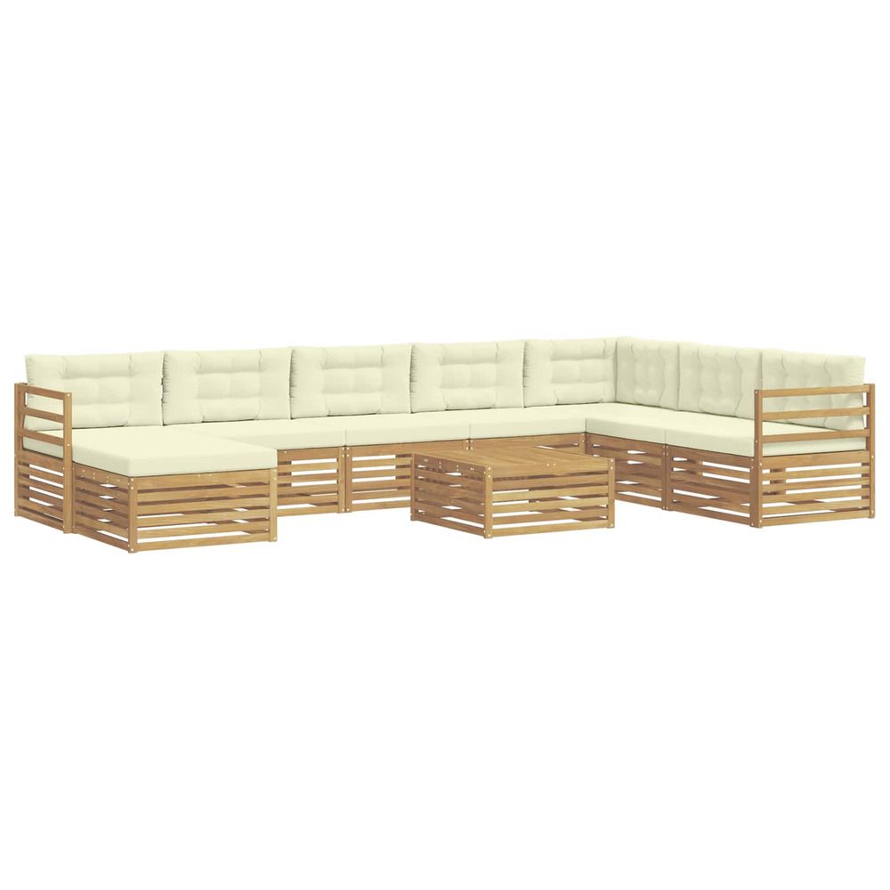 Ensemble de canapés d'extérieur 9 pc blanc et crème polyester