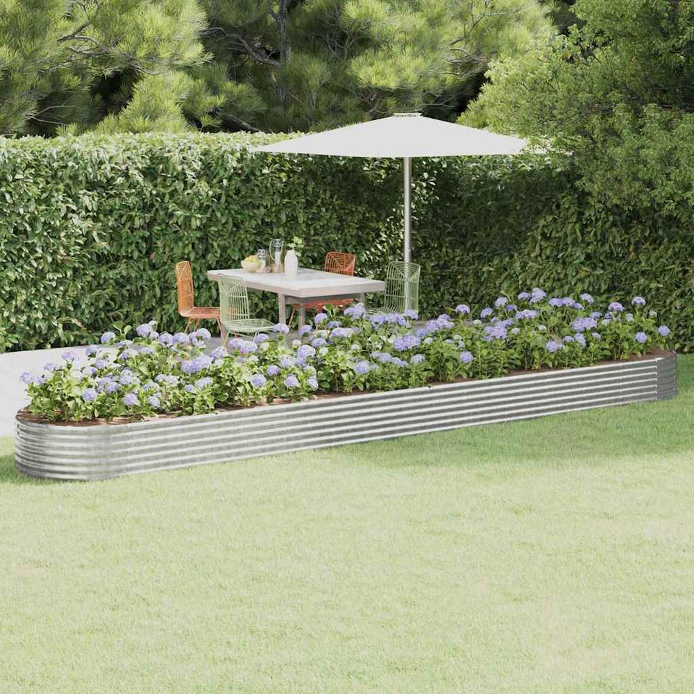 Carré potager acier galvanisé ovale pour jardin potager argenté 544cm