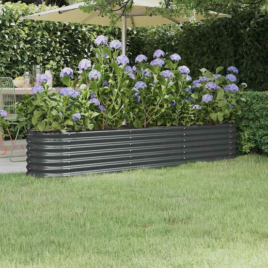 Très grand potager surélevé acier galvanisé anthracite 224x40x36 cm