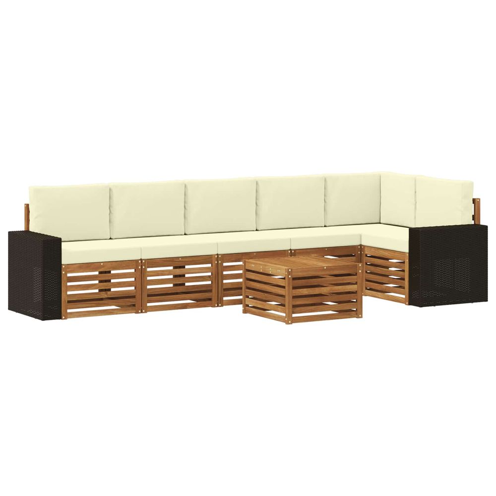 Ensemble de canapés d'extérieur 7 pc naturel et crème polyester