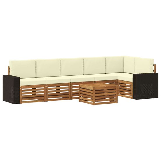 Ensemble de canapés d'extérieur 7 pc naturel et crème polyester