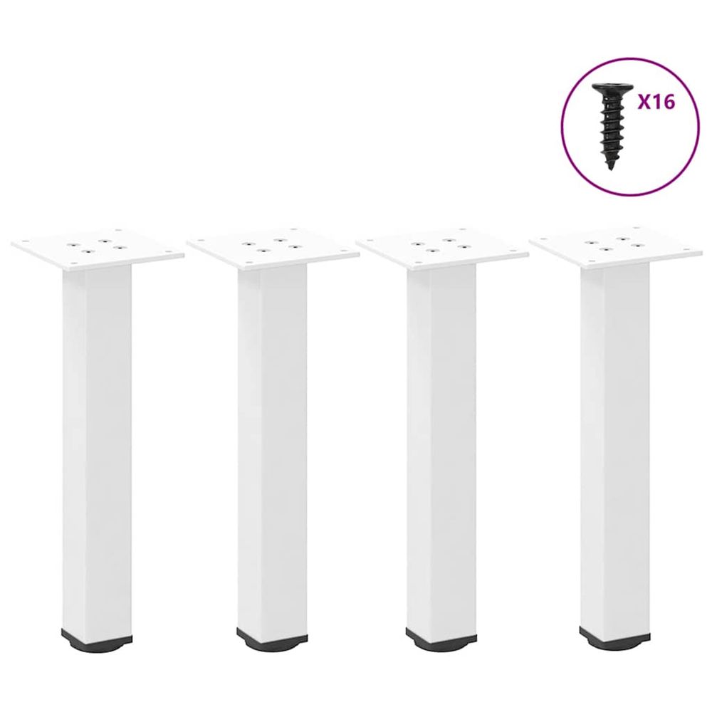 Pieds de table basse 4 pièces blanc 42-44 cm acier