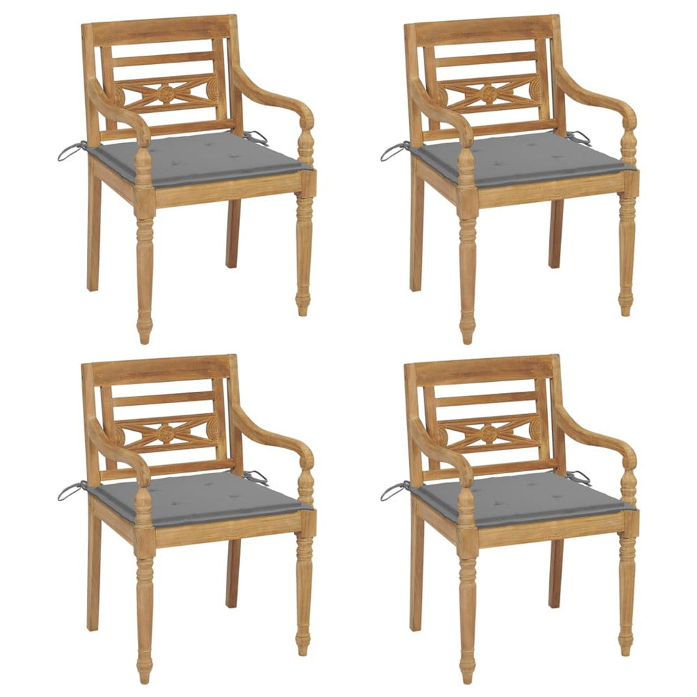 Chaises batavia avec coussins lot de 4 bois de teck solide