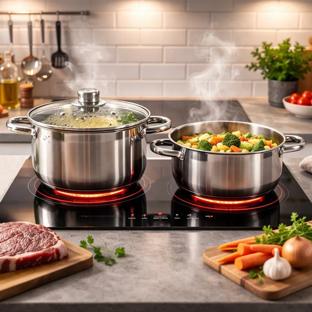 Faitout marmite couvercle ø24cm acier inox tous feux
