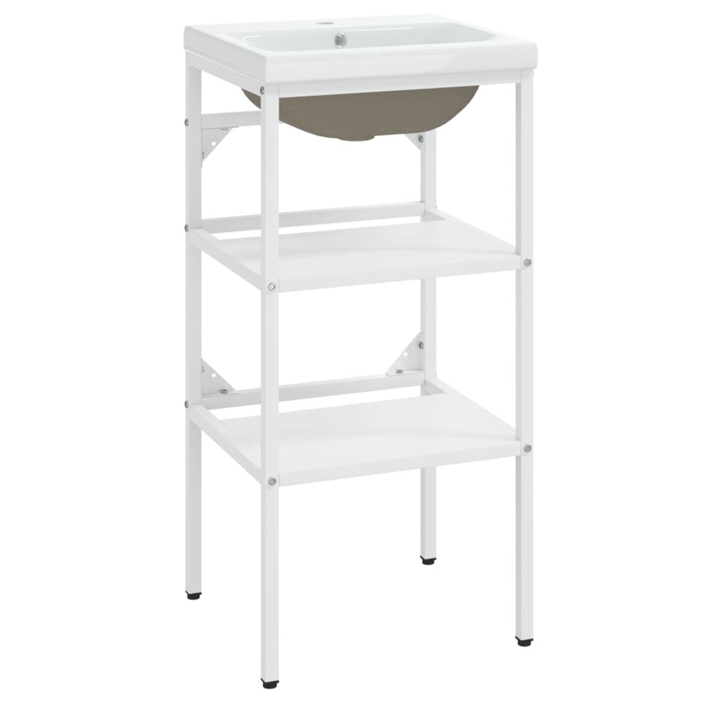 Cadre de lavabo de salle de bain vasque à encastrer blanc fer