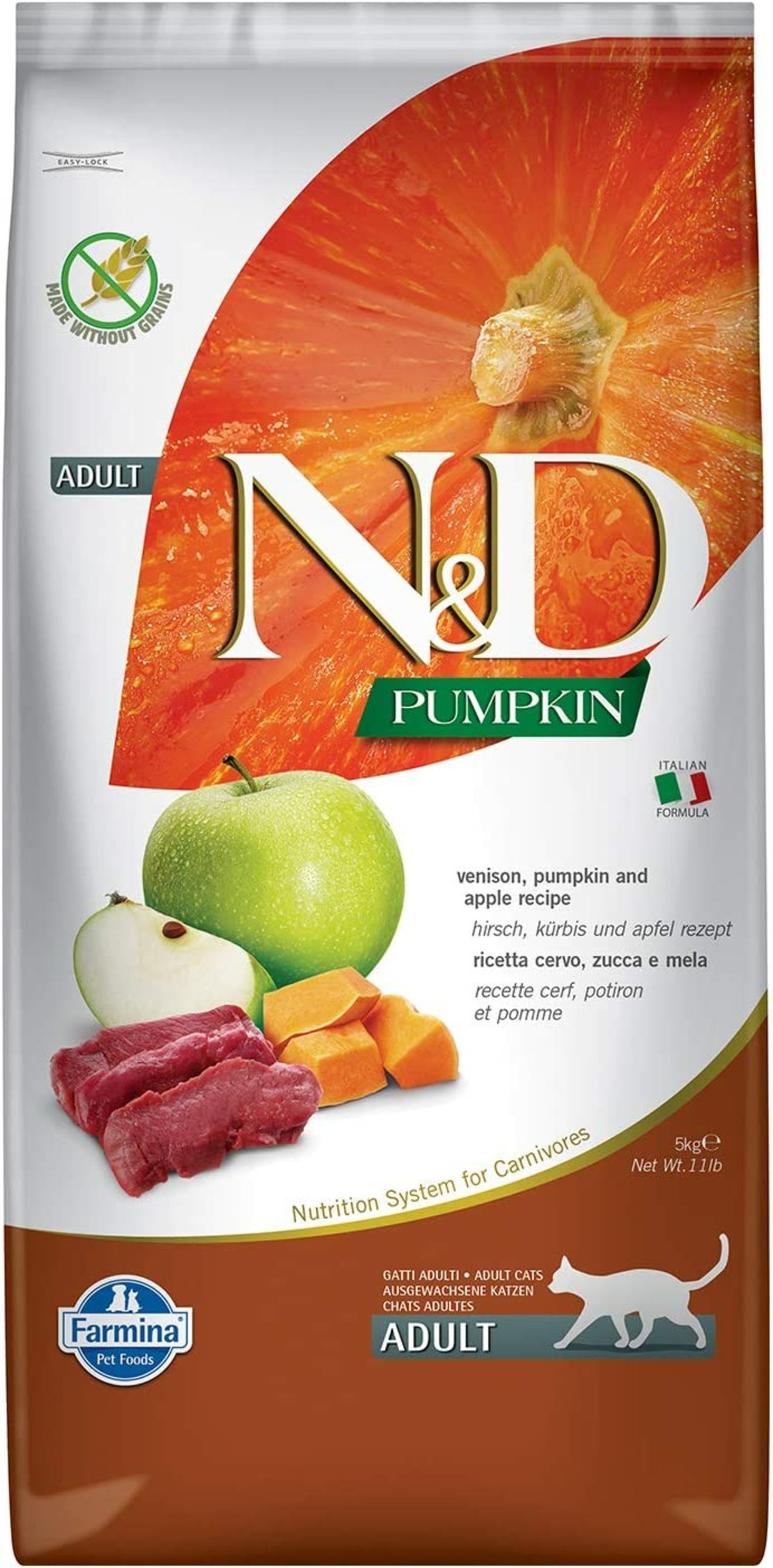 Croquettes n&d potiron cerf & pomme chat 5 kg