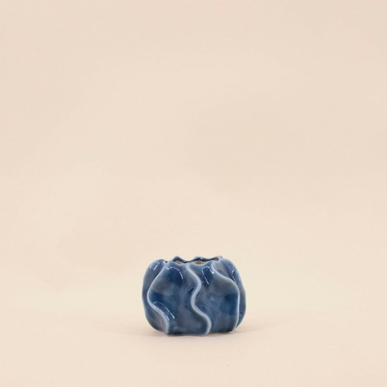 Bougeoir design en céramique bleu 9cm