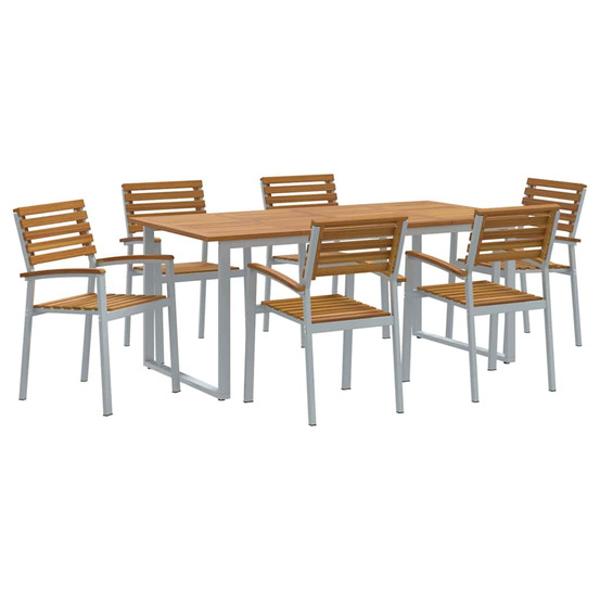 Ensemble de salle à manger pour jardin 7 pcs gris et marron