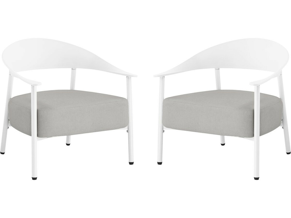 Lot de 2 fauteuils de jardin en plastique et en métal 