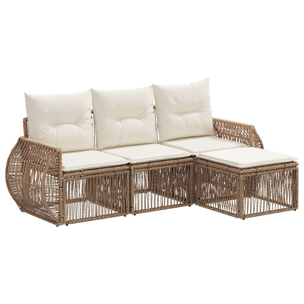 Ensemble de canapé de jardin 4 pcs beige et blanc crème