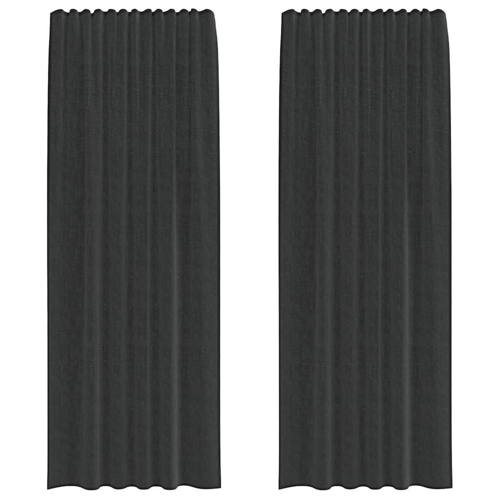 Rideaux en voile avec passe-tringles 2 pcs noir
