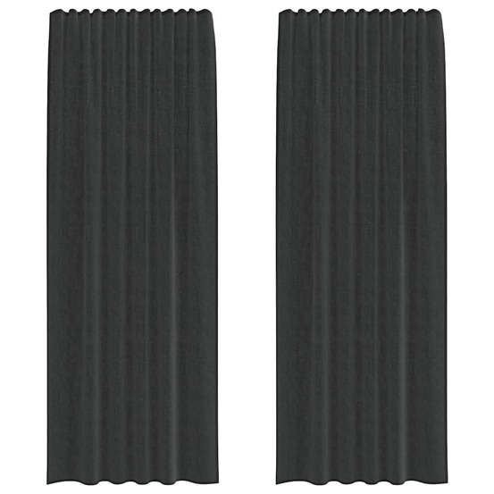 Rideaux en voile avec passe-tringles 2 pcs noir
