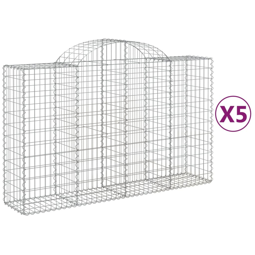 Paniers à gabions arqués 5 pcs 200x50x120/140 cm fer galvanisé