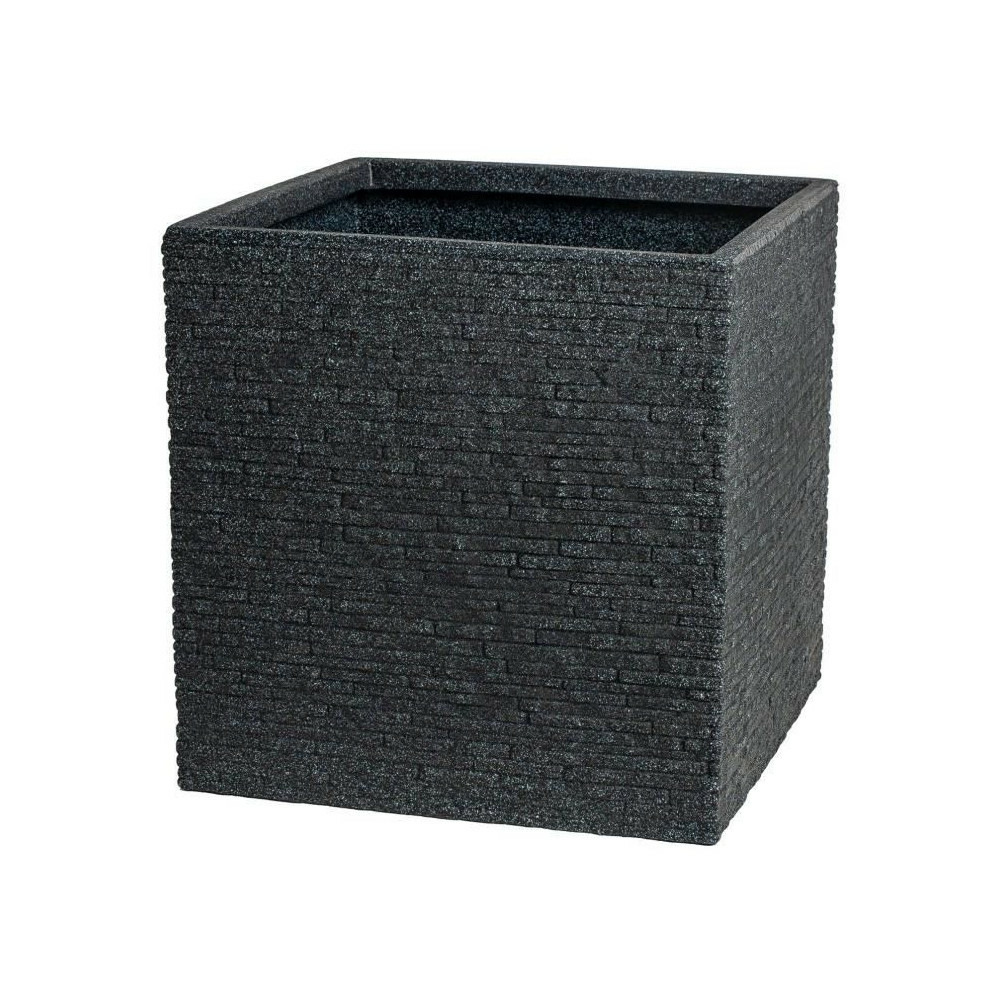 Pot de fleur - strata - l - carré - slate - 38cm sq x 39cm h - couleur cendres