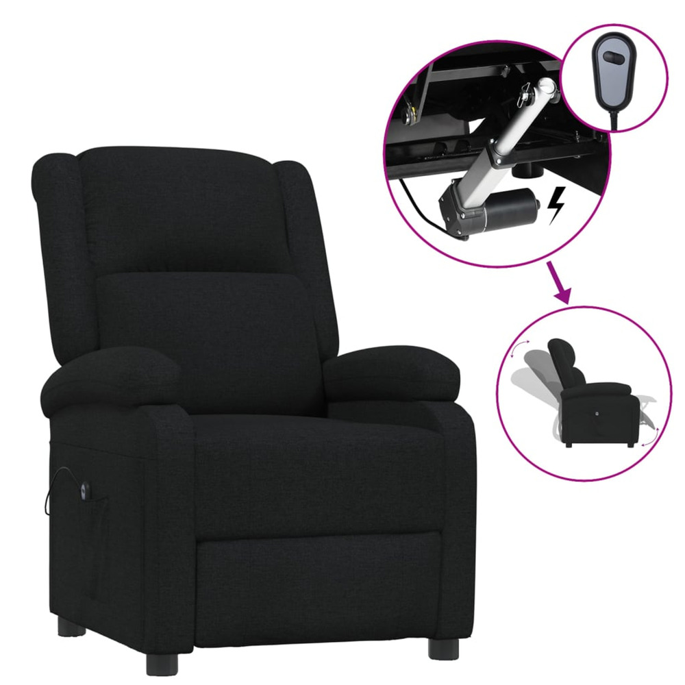 Fauteuil inclinable électrique noir tissu