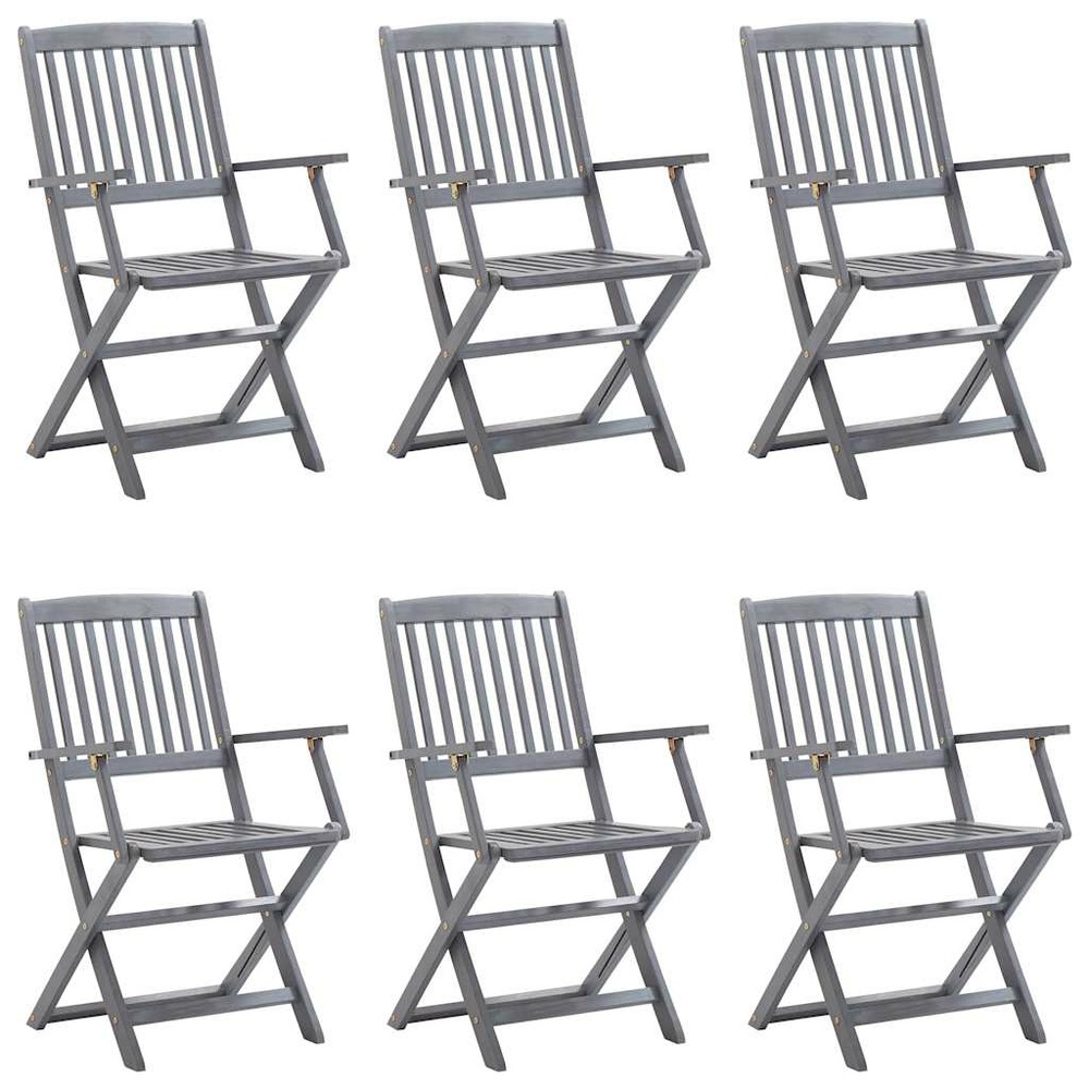 Chaises pliables d'extérieur lot de 6 et coussins bois d'acacia