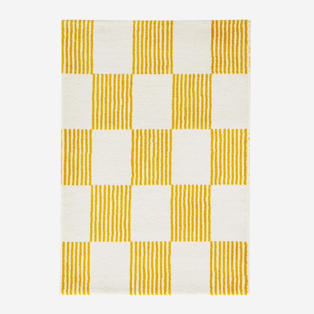 Tapis intérieur damier jaune et blanc - fergew