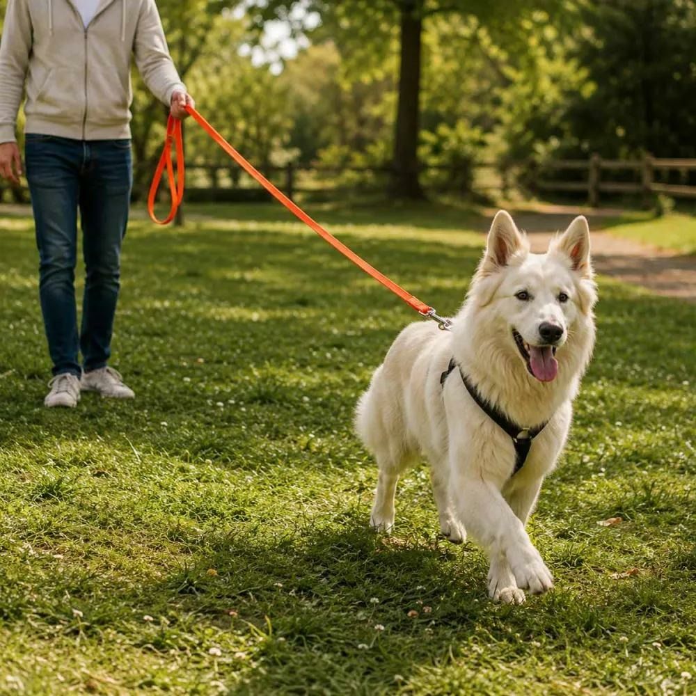Laisse chien 1,50 m orange largueur 25 mm