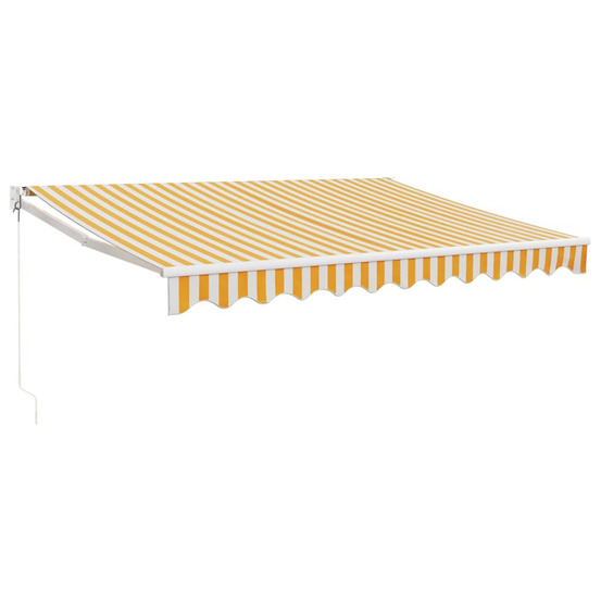 Auvent rétractable jaune et blanc 3x2,5 m tissu et aluminium