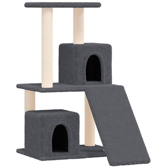 Arbre à chat meuble tour grimper jouet grattage grattoir escalade plateforme avec griffoirs en sisal foncé 82 cm gris 02_0022