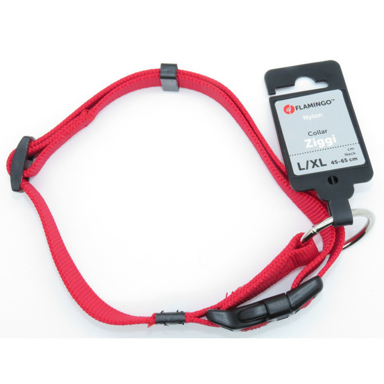 Collier ziggi rouge 45 -65 cm 25 mm taille l pour chien