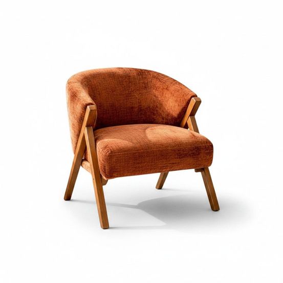 Fauteuil ecureuil akena velours orange 68x72x70cm