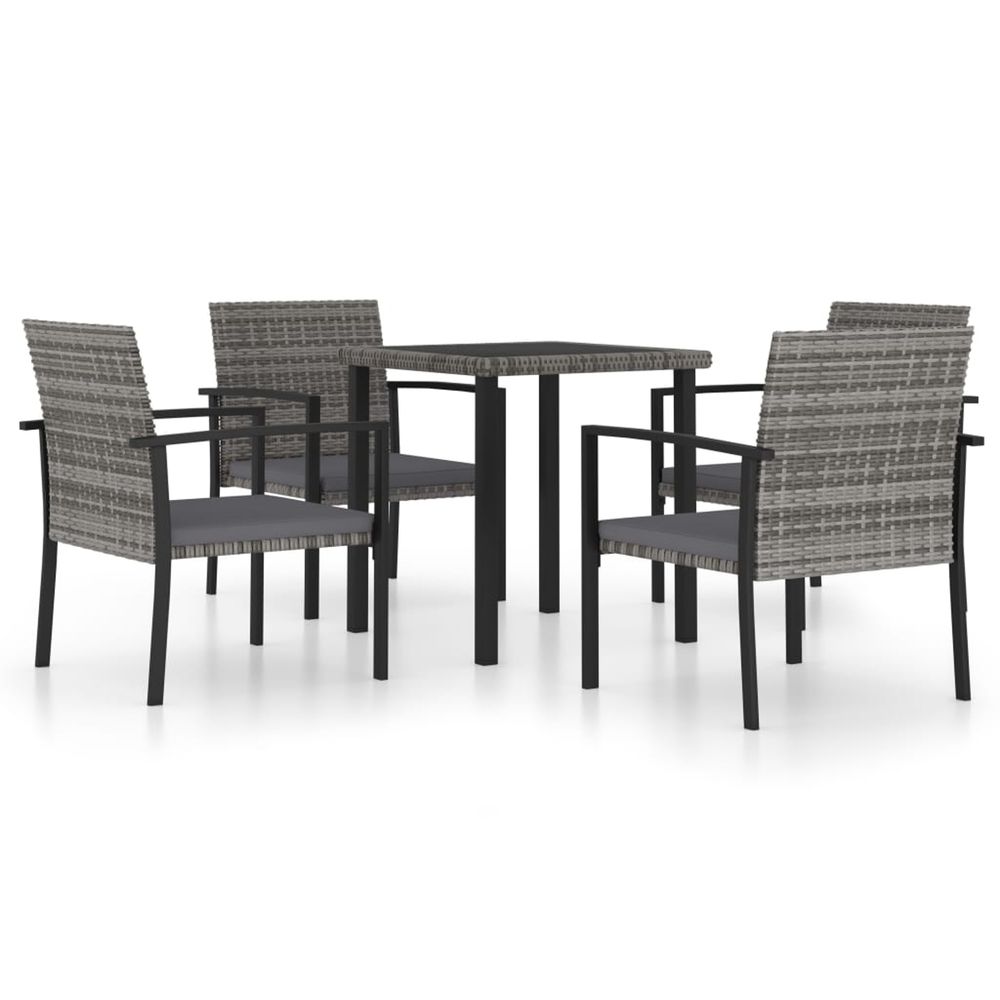 Ensemble à manger de jardin 5 pcs résine tressée gris