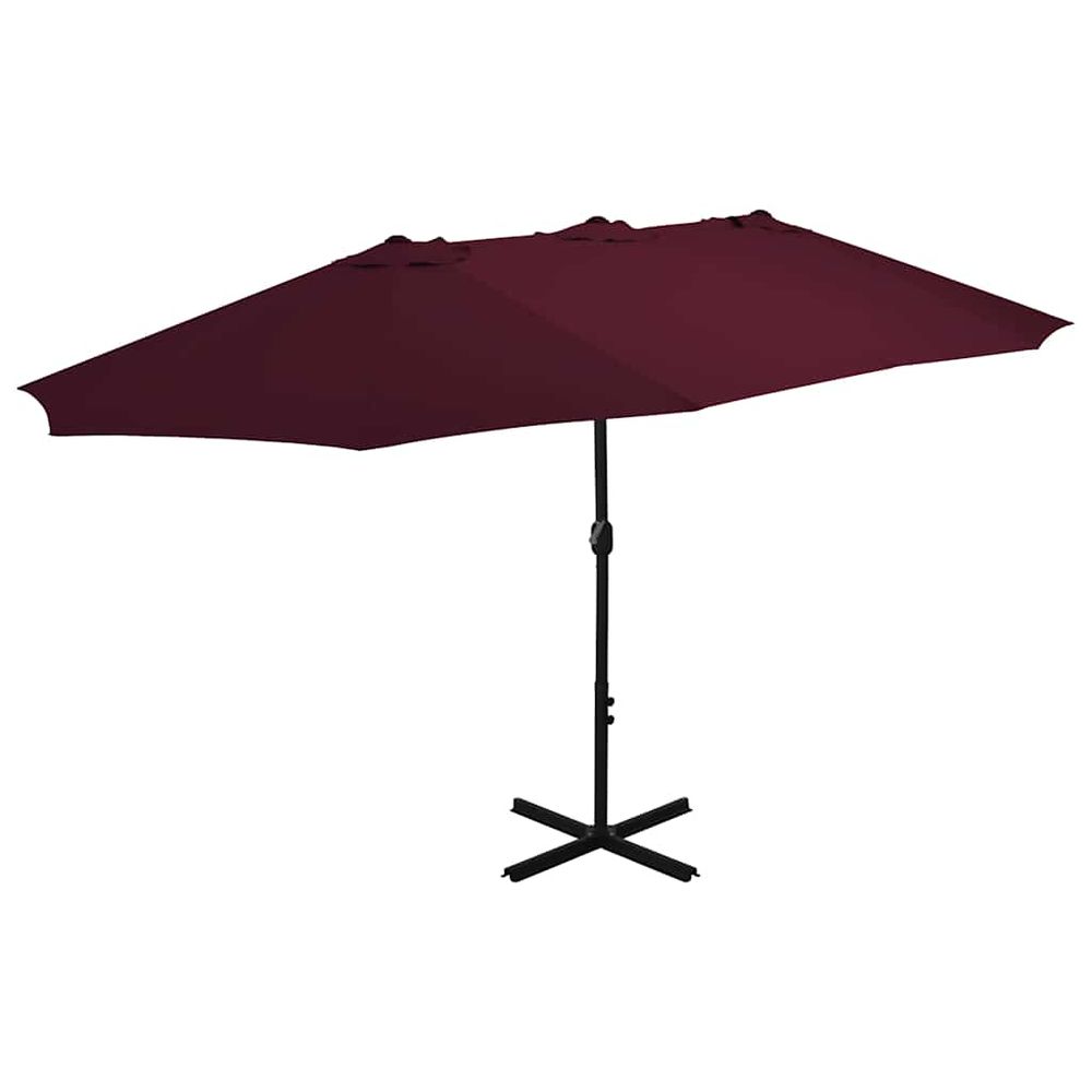 Parasol d'extérieur avec mât en aluminium rouge bordeaux