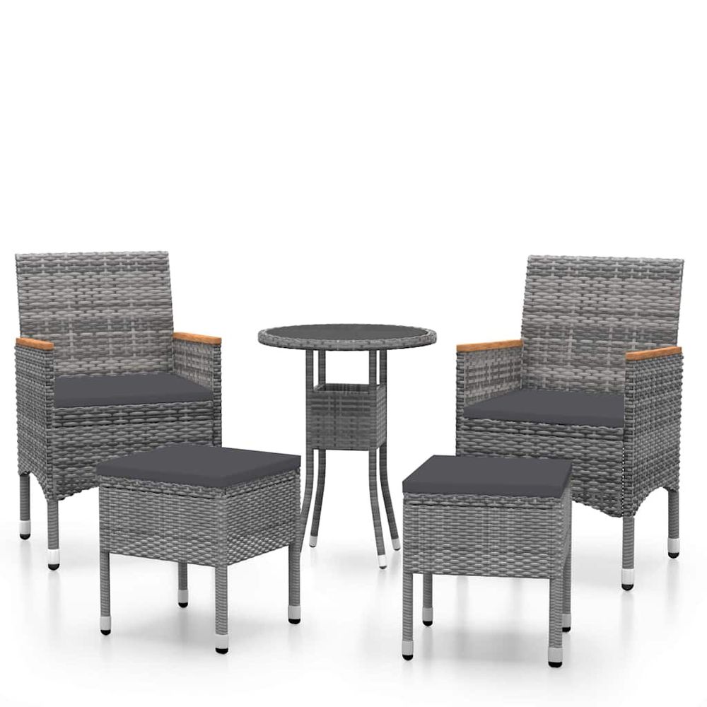 Salon de jardin 5 pcs résine tressée gris
