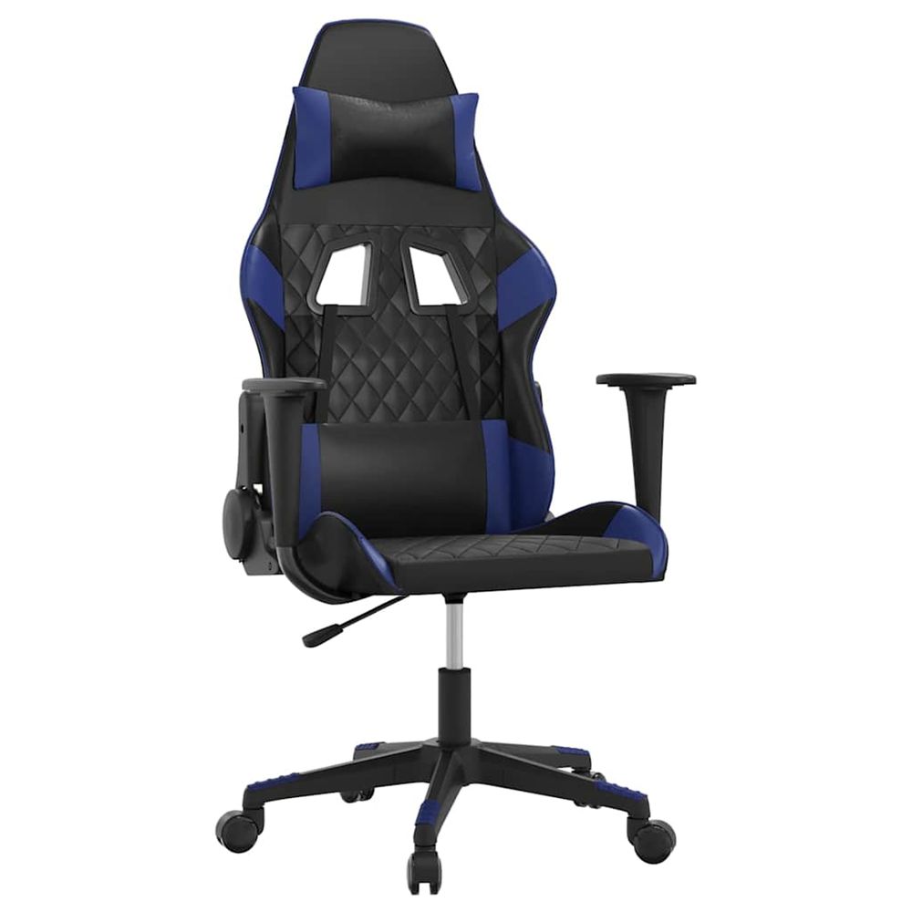Chaise de jeu de massage noir et bleu similicuir