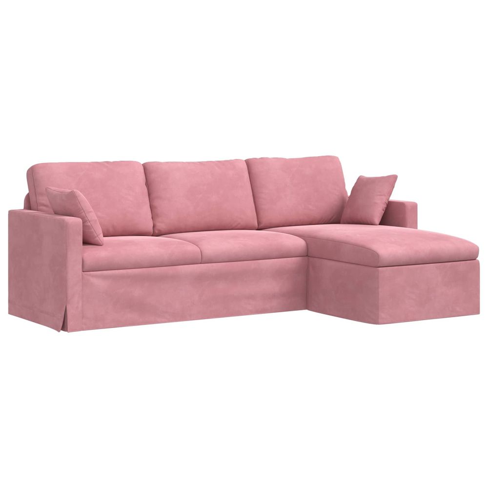 Canapé rose 228 x 134 x 80 cm velours