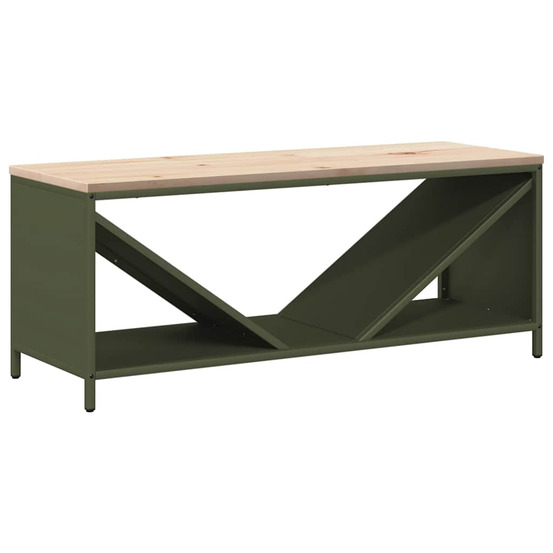 Étagère à bois de chauffage avec plateau en bois vert olive