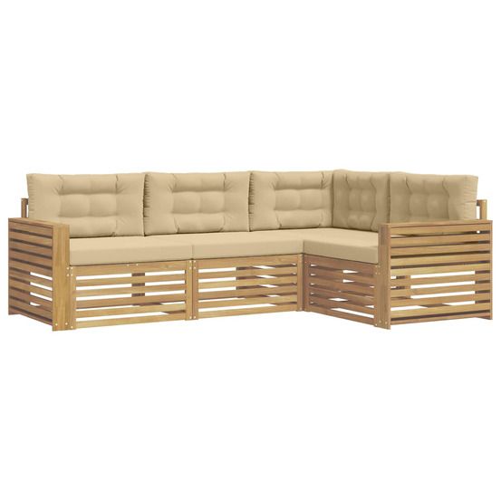 Ensemble de canapés d'extérieur 4 pc blanc et beige polyester